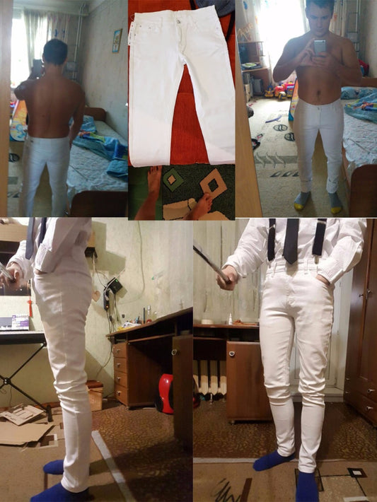 White Pants Men's Slim Fit Pants - Clothing Personality
