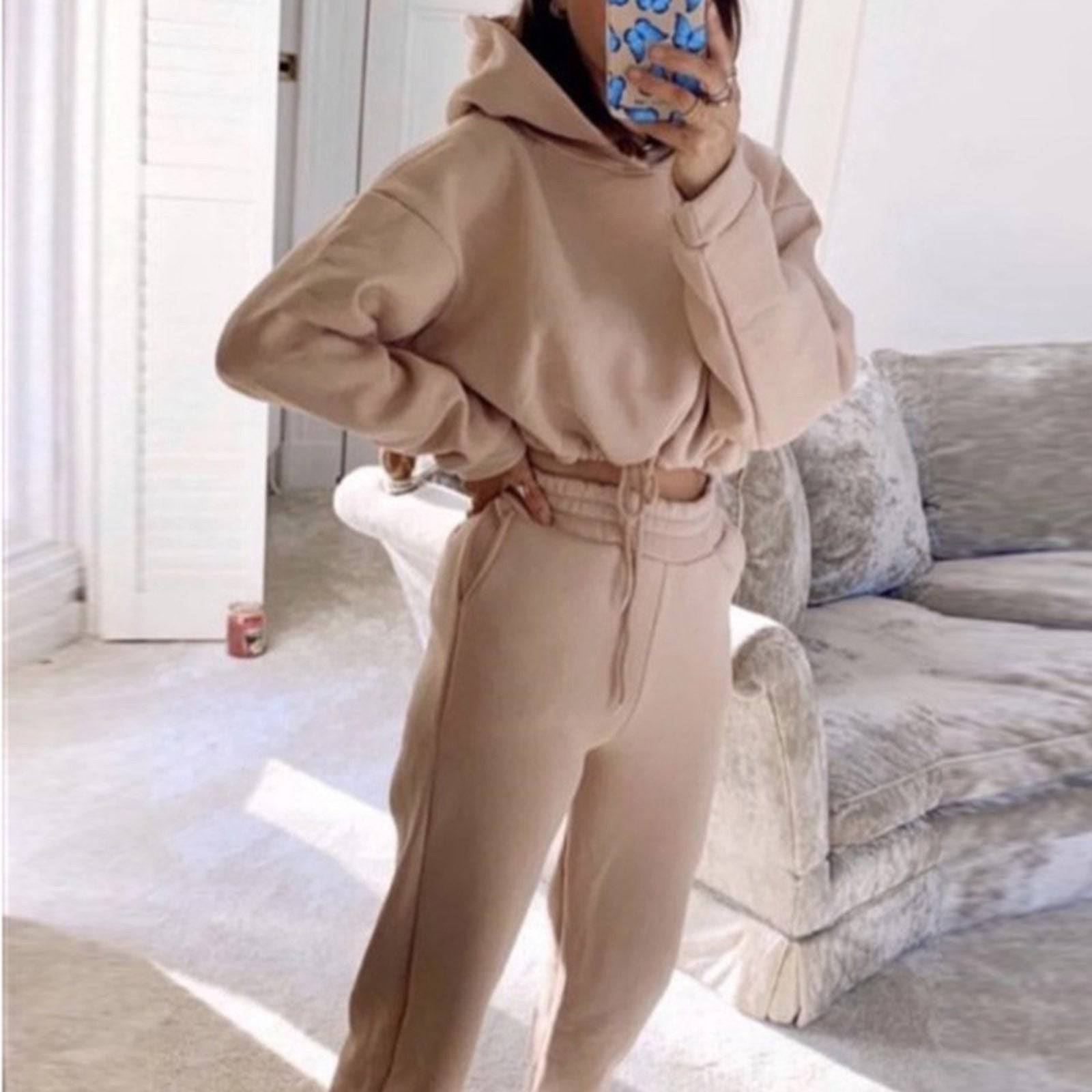 Jogging Suits For Women 2 Piece Sweatsuits Tracksuits Sexy Long Sleeve HoodieCasual Fitness Sportswear - Clothing Personality