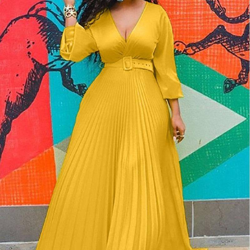 Temperament Retro Chiffon Long Sleeve Long Skirt Dress