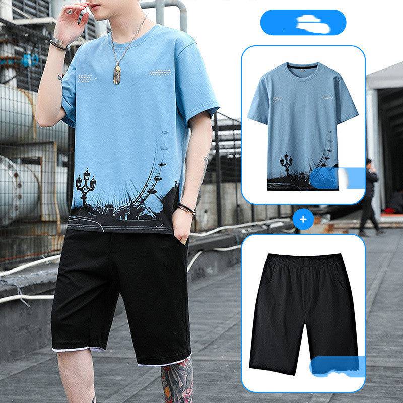 Sports Suit Men's Summer Cotton Short Sleeve T-Shirt Shorts Men's - Clothing Personality