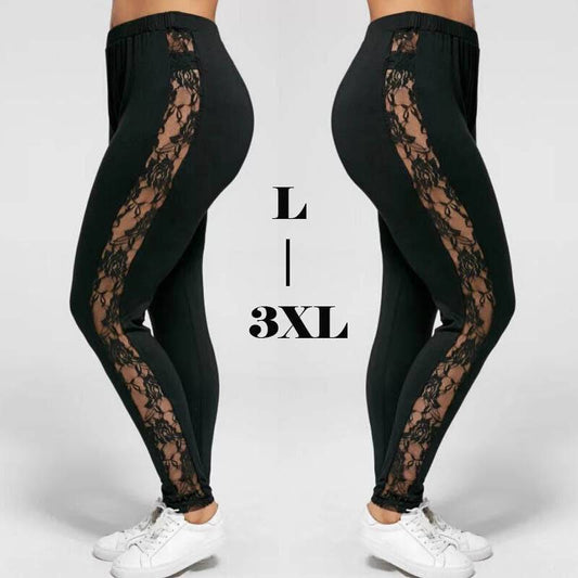 Plus Size Sexy Women Holllow Out Lace Leggings - Clothing Personality