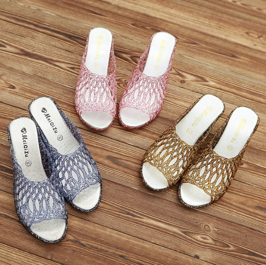 Slippers Bling Wedges Woman Casual Shoes Fashion - Clothing Personality