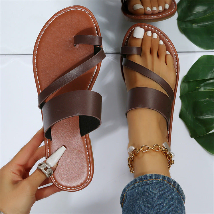 Flat Slippers Fashion Outdoor Thong Sandals Casual Beach Shoes Women - Clothing Personality