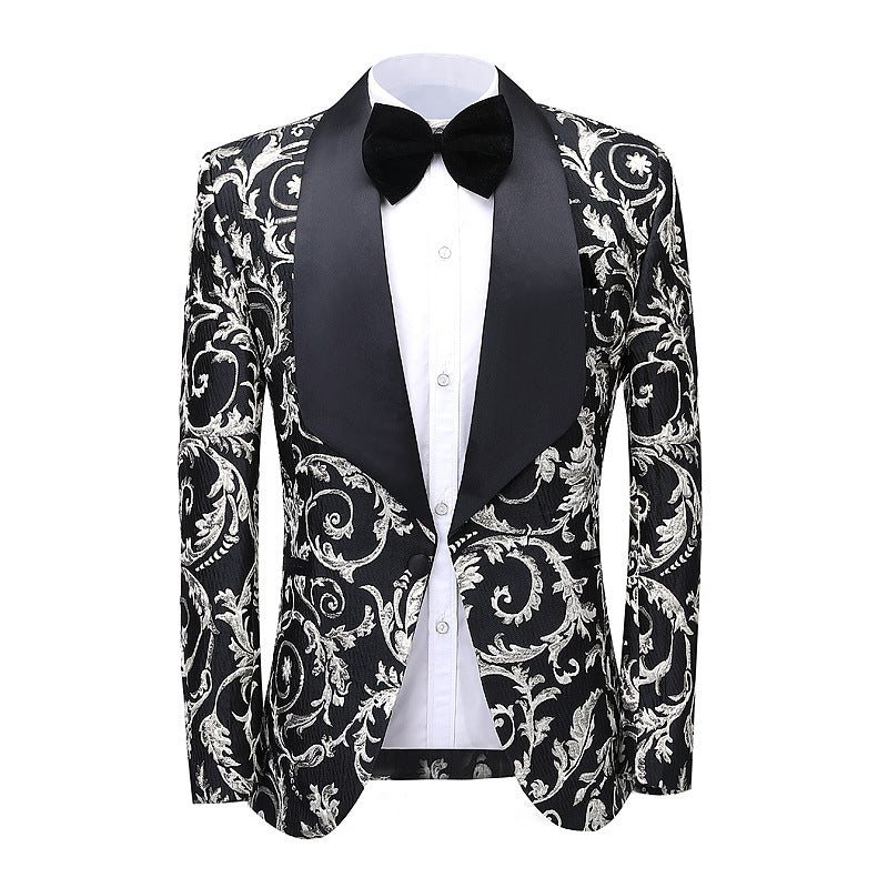 Two-piece Paisley Print Multi-colored Suit Formal Wear Wedding Gala - Clothing Personality