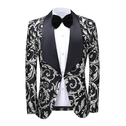 Two-piece Paisley Print Multi-colored Suit Formal Wear Wedding Gala - Clothing Personality