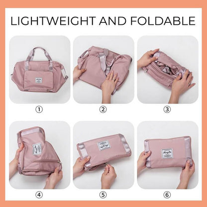 Foldable Storage Travel Bag Waterproof Large Capacity Gym Fitness Bag Weekender Overnight For Women - Clothing Personality