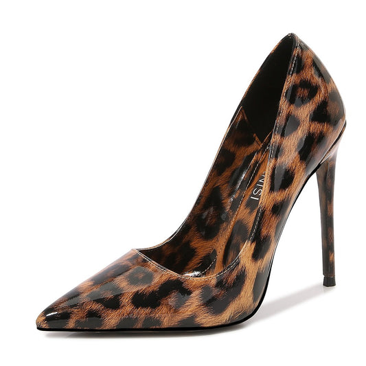 Women's Leopard Print Stiletto Heels Pointed Toe Shoes