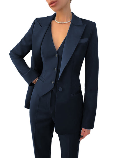 Fashion Casual Women's Three-piece Dress Suit Blazer Vest Pants Suit - Clothing Personality