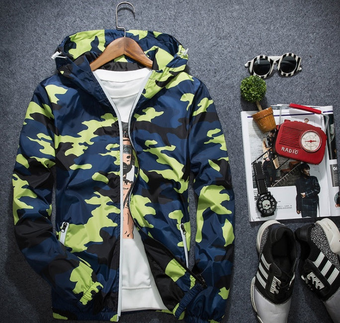 Men Jacket Fashion Spring Men Brand Camouflage Jackets Casual Mens Coat Men's Hooded Luminous Zipper Coats - Clothing Personality