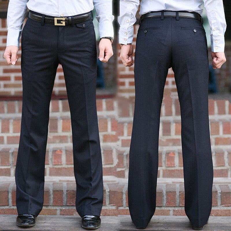 New Casual Flared Pants Young Men No Iron Straight Leg Wide Leg Suit