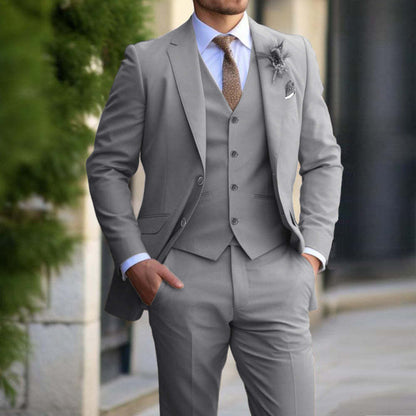 Men's Fashionable Single Breasted Three-Piece Business Casual Suit Suits - Clothing Personality
