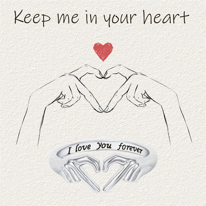 Romantic Heart Hand Hug Fashion Ring For Women Couple Jewelry Silver Color Punk Gesture Wedding Men Finger Accessories Gifts - Clothing Personality