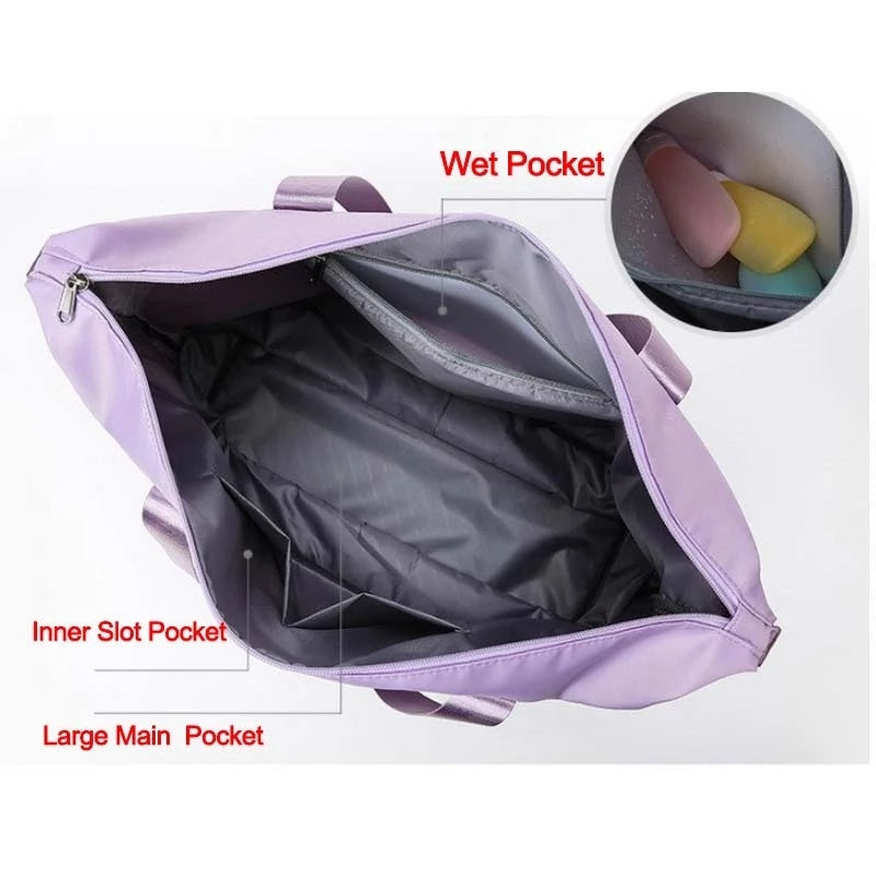 Foldable Storage Travel Bag Waterproof Large Capacity Gym Fitness Bag Weekender Overnight For Women - Clothing Personality