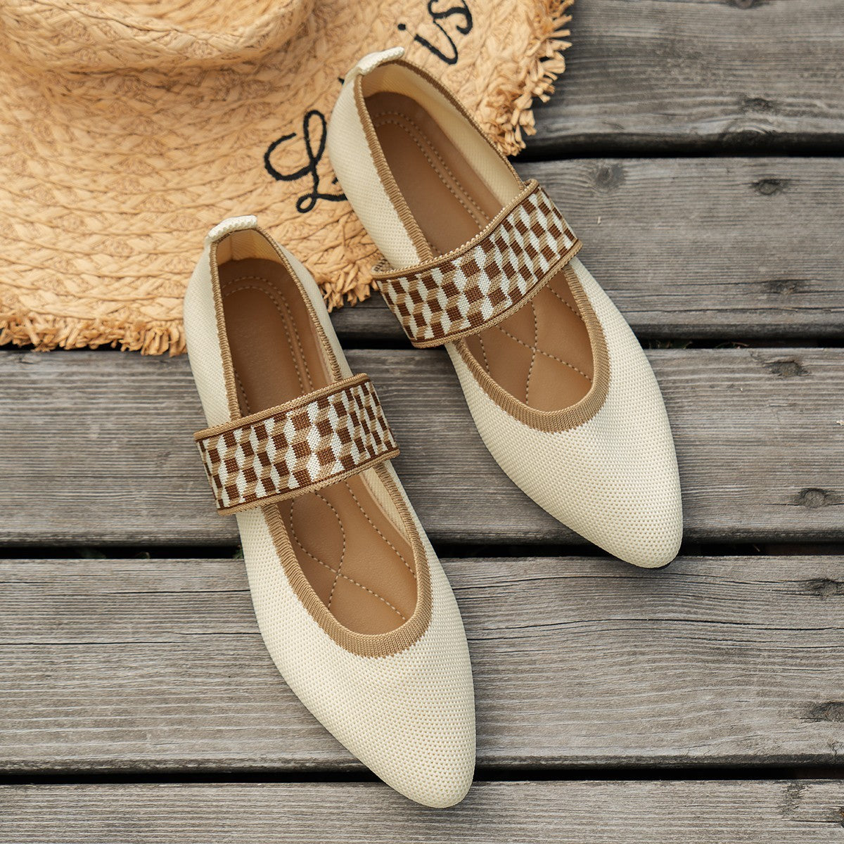 Striped Flats Shoes Fashion Casual Pointed Toe Loafers Lazy Shoes For Women - Clothing Personality
