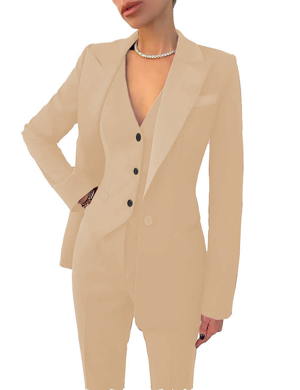 Fashion Casual Women's Three-piece Dress Suit Blazer Vest Pants Suit - Clothing Personality