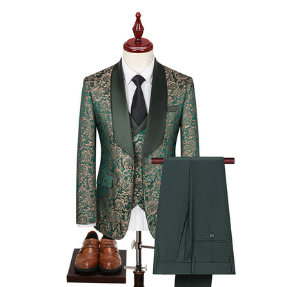 Men's Jacquard Suit Wedding Dress Suit - Clothing Personality