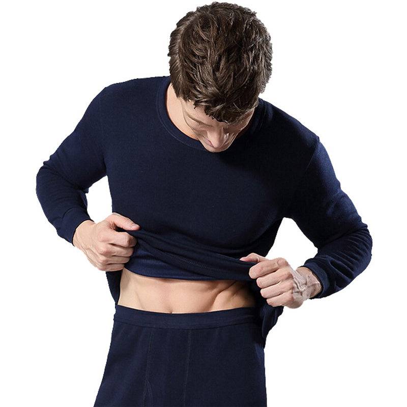 Men Round Neck Warm Pajamas Suit - Clothing Personality