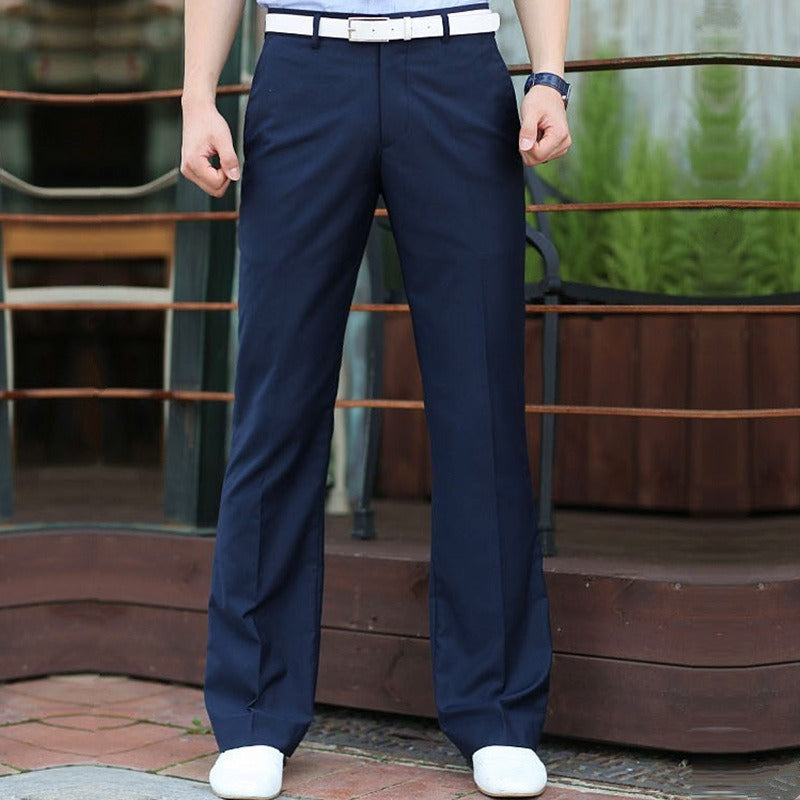 New Casual Flared Pants Young Men No Iron Straight Leg Wide Leg Suit