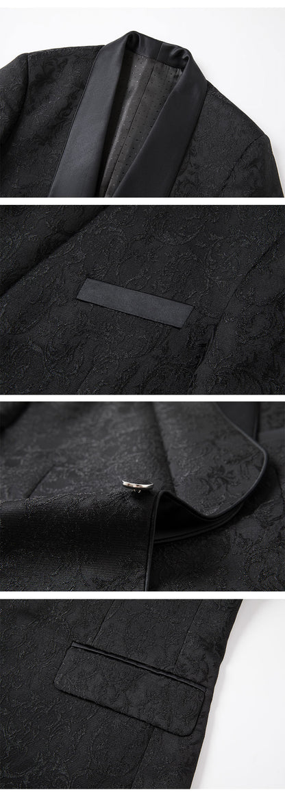 Men's Jacquard Suit Wedding Dress Suit - Clothing Personality
