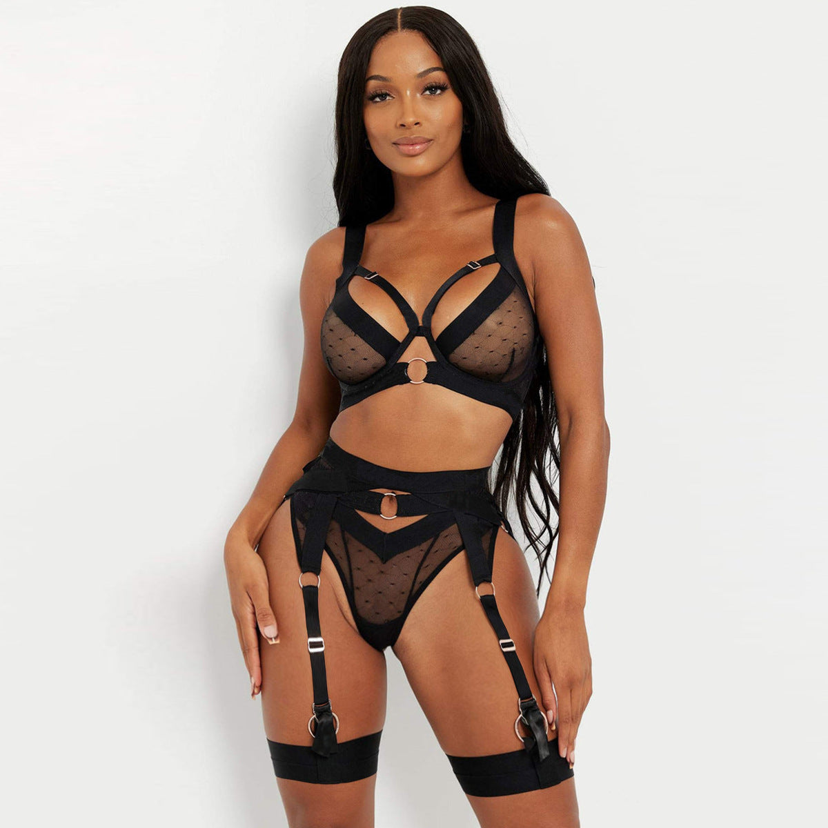 Women's Ins Style Sexy Lace Stitching Mesh Sling Sexy Lingerie Set Women's Clothing