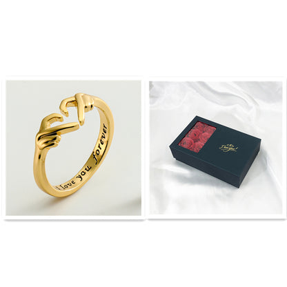 Romantic Heart Hand Hug Fashion Ring For Women Couple Jewelry Silver Color Punk Gesture Wedding Men Finger Accessories Gifts - Clothing Personality