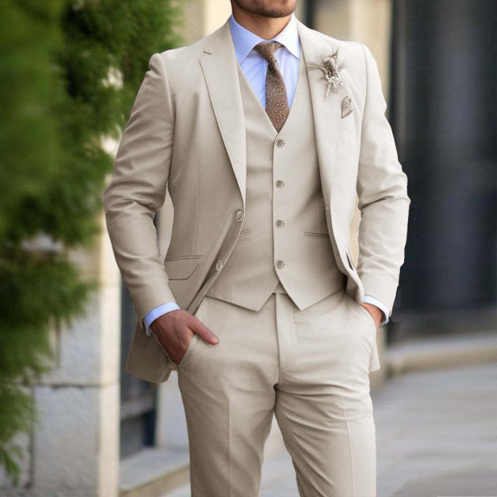 Men's Fashionable Single Breasted Three-Piece Business Casual Suit Suits - Clothing Personality