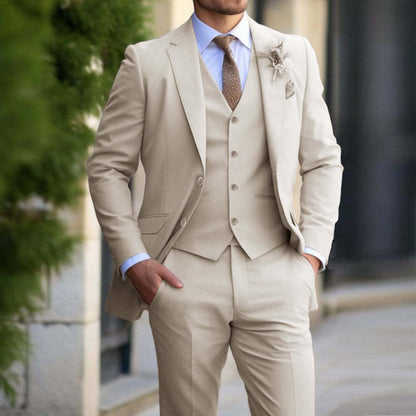 Men's Fashionable Single Breasted Three-Piece Business Casual Suit Suits - Clothing Personality