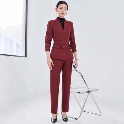 Executive Women's Suit - Long Sleeve Coat and Pants Set