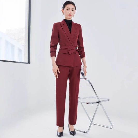 Executive Women's Suit - Long Sleeve Coat and Pants Set