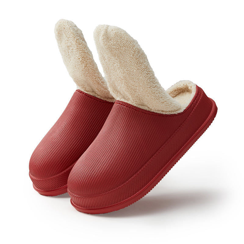 EVA Home Slipper Winter Waterproof Warm Couple Home Cotton Slippers for Women Plush Suede Shoes Men Waterproof