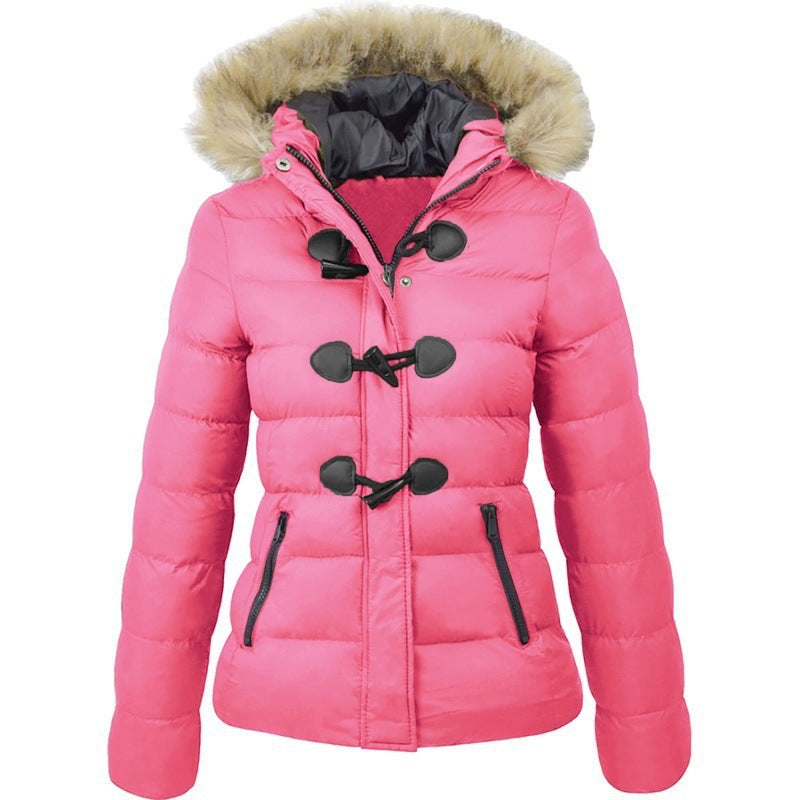 Women's Autumn And Winter Hooded Puffer Jacket Cotton Coat Women Short Hooded Hat Warm Coat