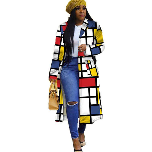 Spring African Women Long Sleeve Printing Plus Size Long Shirt Dress S-5XL - Clothing Personality