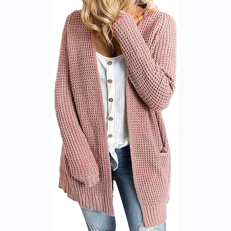 Women's Knit Sweater Cardigan with Pockets Solid Color