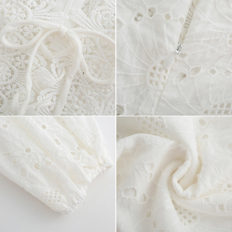 Women's White Off the Shoulder Lace Mini Babydoll Dress - Clothing Personality 