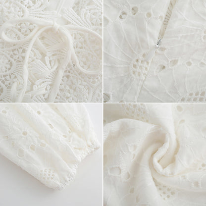 Women's White Off the Shoulder Lace Mini Babydoll Dress - Clothing Personality 