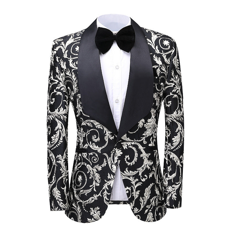 Two-piece Paisley Print Multi-colored Suit Formal Wear Wedding Gala - Clothing Personality