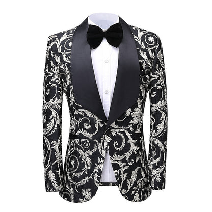 Two-piece Paisley Print Multi-colored Suit Formal Wear Wedding Gala - Clothing Personality