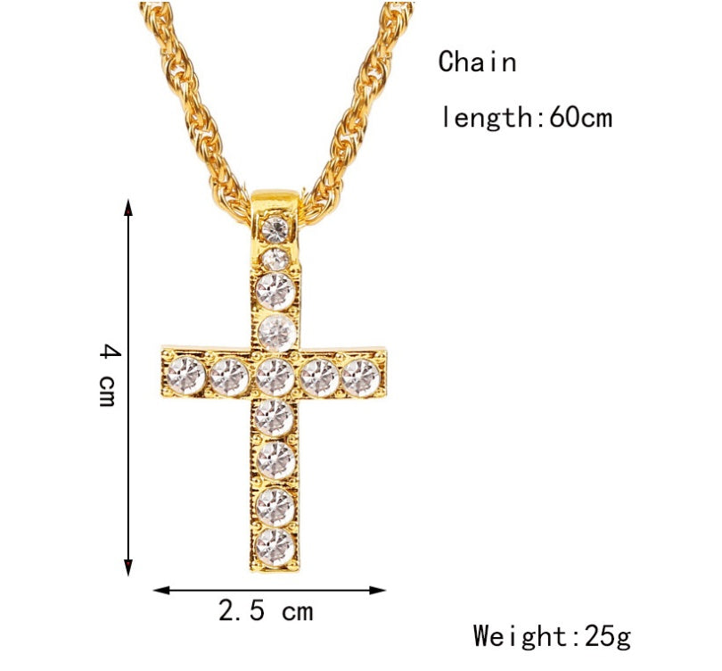 Cross Pendant Necklaces For Women Men Punk Hiphop Rope Chain On Neck Rapper Jewelry - Clothing Personality