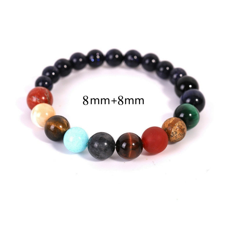 Lovers Eight Planets Natural Stone Bracelet Universe Yoga Chakra Galaxy Solar System Beads Bracelets for Men Women Jewelry