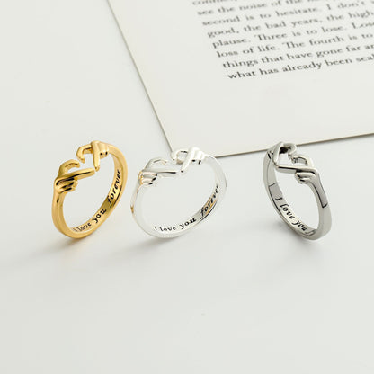 Romantic Heart Hand Hug Fashion Ring For Women Couple Jewelry Silver Color Punk Gesture Wedding Men Finger Accessories Gifts - Clothing Personality
