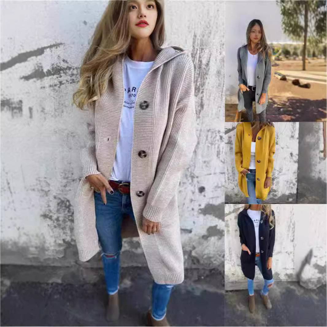 Mid-length Sweater Cardigan Women's Clothes Light Gray - Clothing Personality