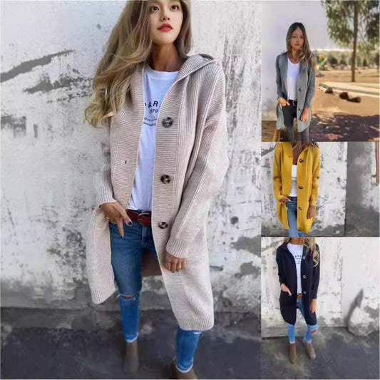 Mid-length Sweater Cardigan Women's Clothes Light Gray - Clothing Personality