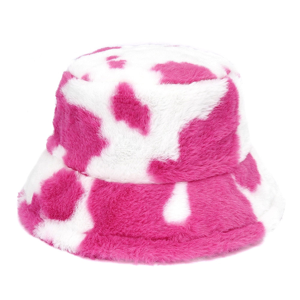 Colorful Unique Autumn Winter Camouflage Faux Fur Bucket Hats Fashion Warm Soft Velvet Fluffy Fisherman Hat Ladies Outdoor Panama