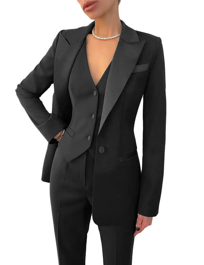 Fashion Casual Women's Three-piece Dress Suit Blazer Vest Pants Suit - Clothing Personality