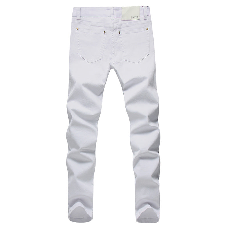White Pants Men's Slim Fit Pants - Clothing Personality