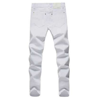 White Pants Men's Slim Fit Pants - Clothing Personality