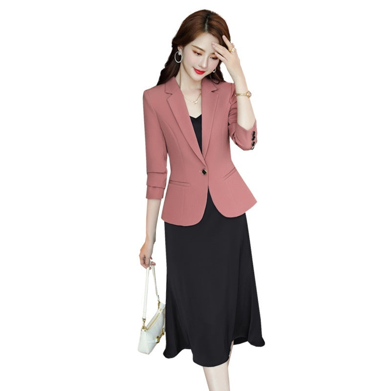 Women's Casual Slim Fit Waist-tight Black Small Business Suit