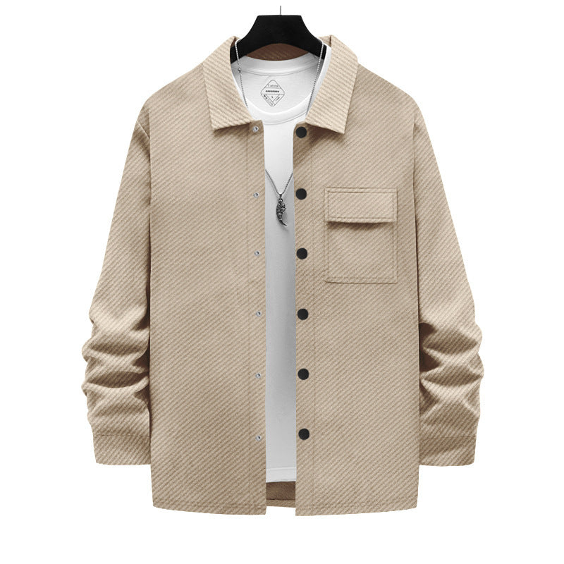 Men's Retro Casual Jacquard Knitted Lapel Shirt Jacket - Clothing Personality