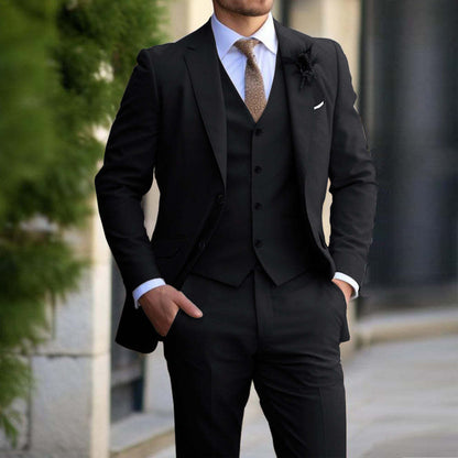 Men's Fashionable Single Breasted Three-Piece Business Casual Suit Suits - Clothing Personality