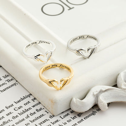 Romantic Heart Hand Hug Fashion Ring For Women Couple Jewelry Silver Color Punk Gesture Wedding Men Finger Accessories Gifts - Clothing Personality